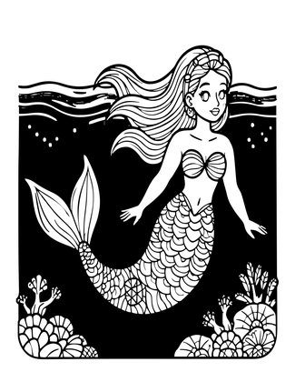 Tropical Mermaid - Free printable coloring page