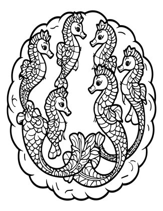 Seahorse Companions - Free printable coloring page