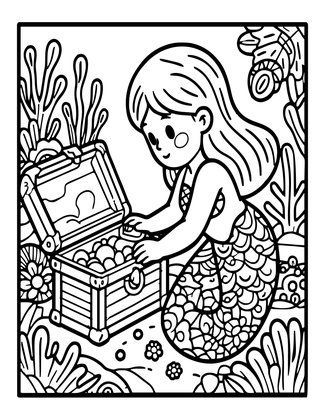 Young Mermaid - Free printable coloring page