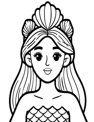 Mermaid Portrait - Free printable coloring page