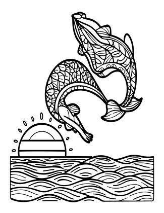 Leaping Mermaid - Free printable coloring page