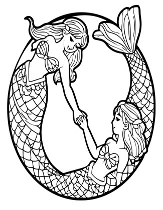 Mermaid Twins - Free printable coloring page