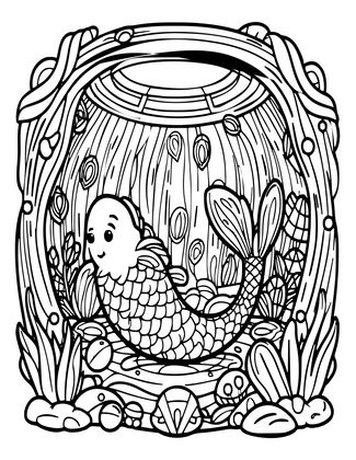 Mermaid Cave - Free printable coloring page