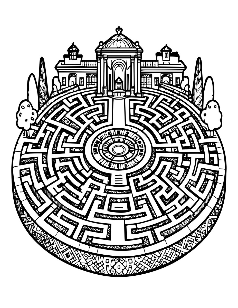 Labyrinth Garden - free printable coloring page