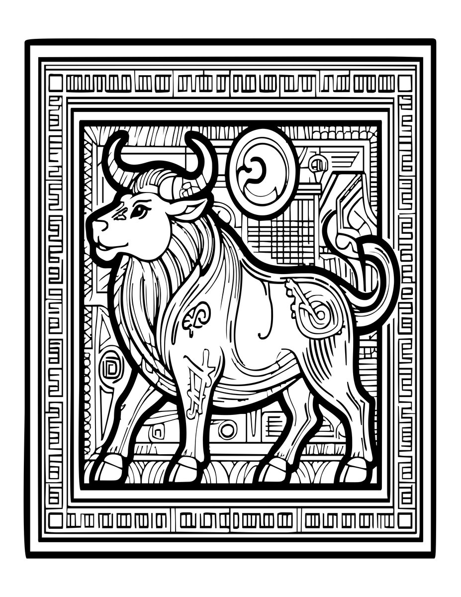 Minotaur Mural - free printable coloring page