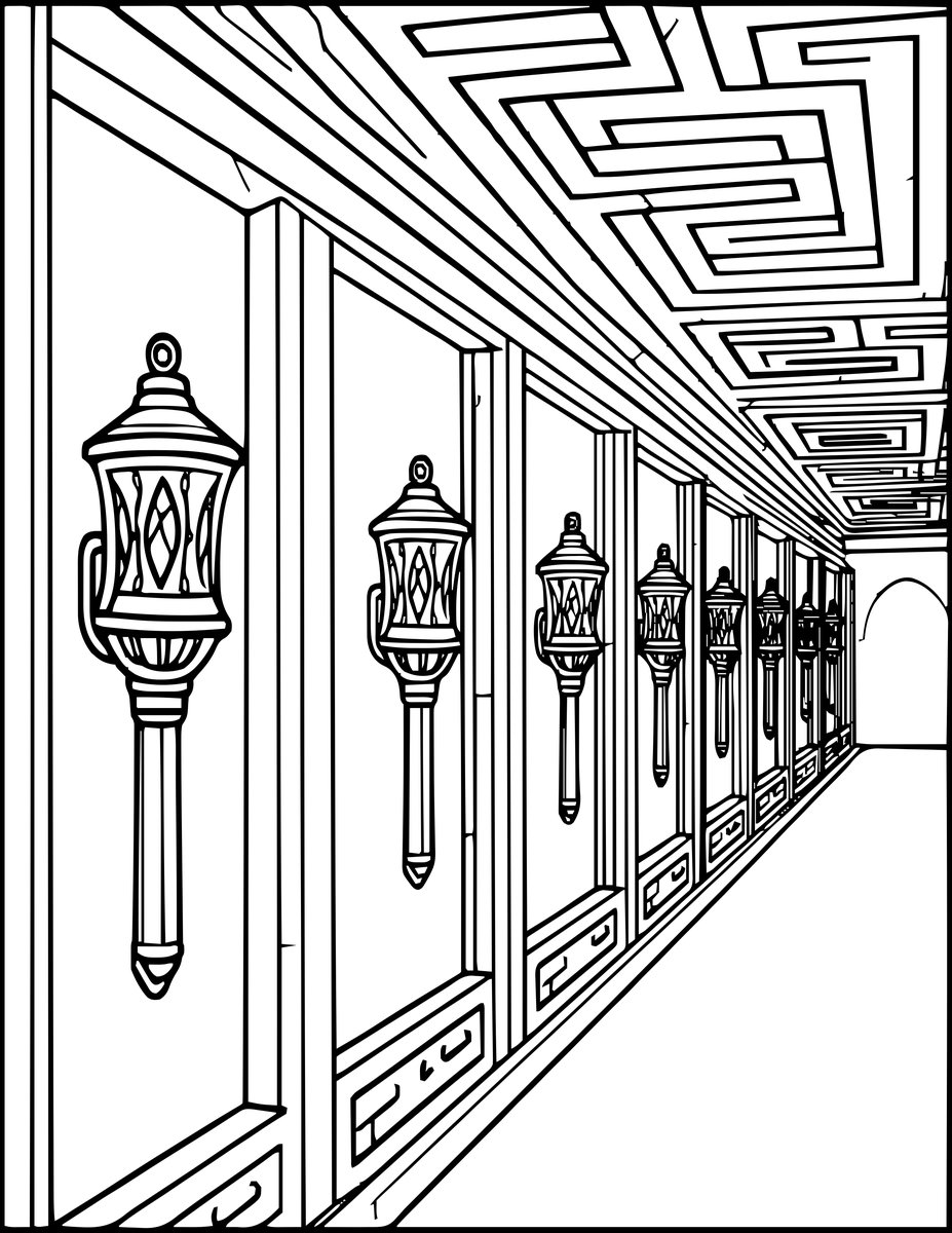 Labyrinth Torch - free printable coloring page