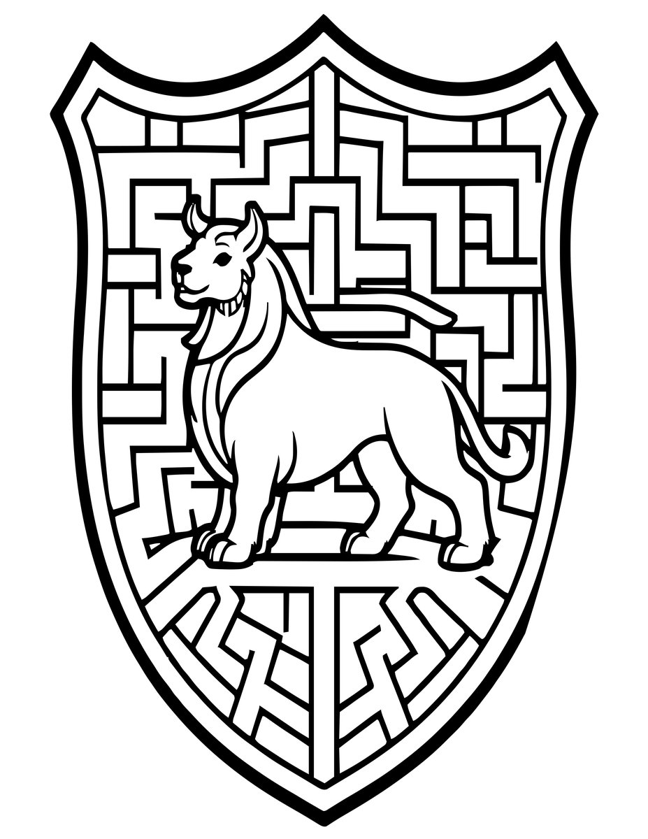 Minotaur Heraldry - free printable coloring page