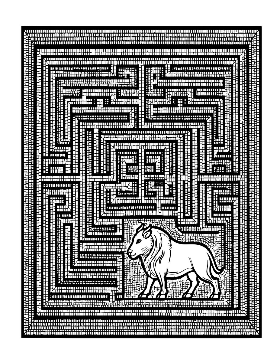 Labyrinth Mosaic - free printable coloring page