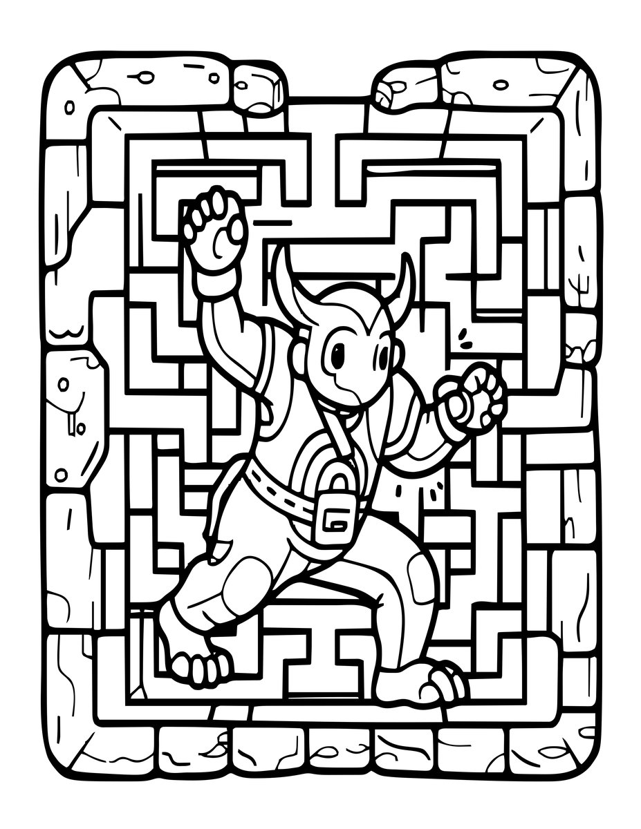 Minotaur Escape - free printable coloring page