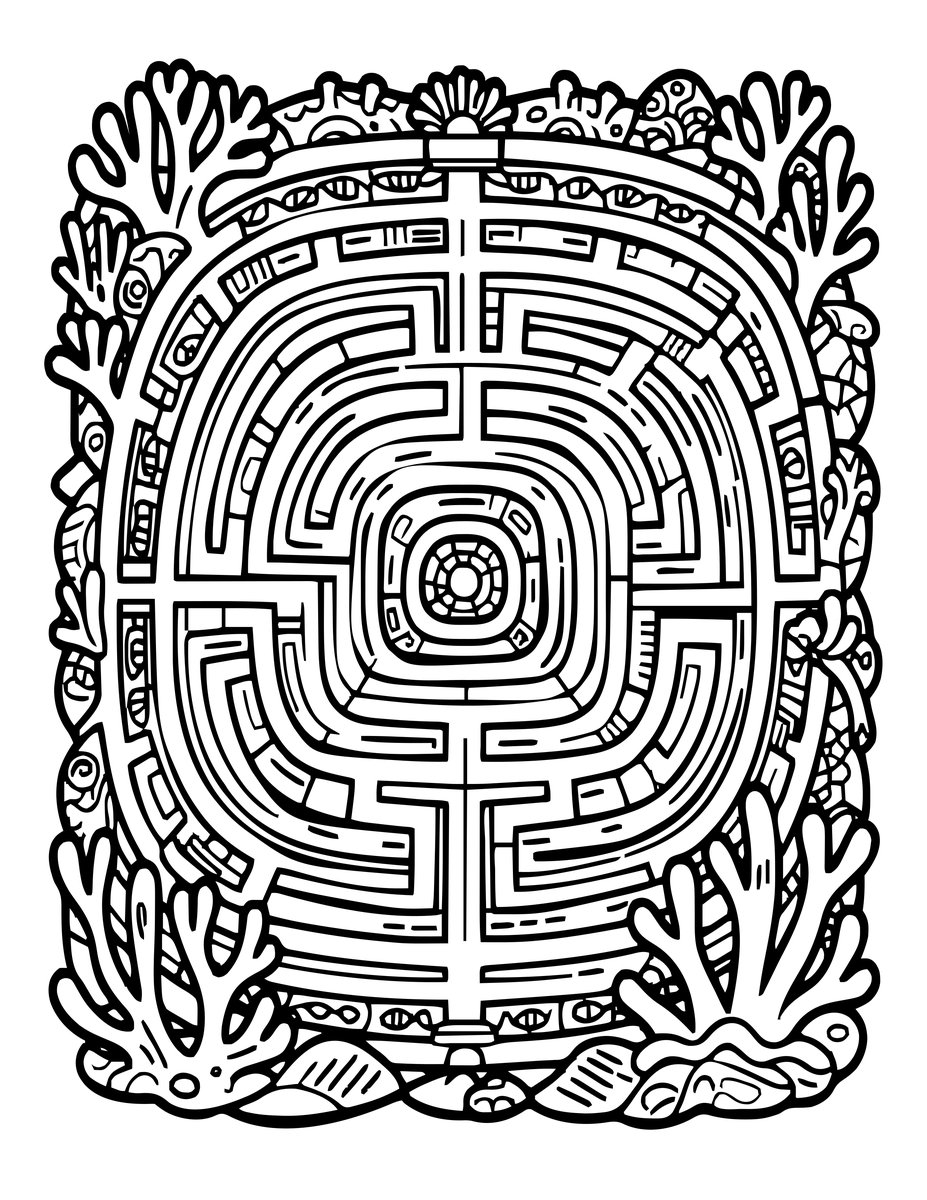 Labyrinth at Sea - free printable coloring page