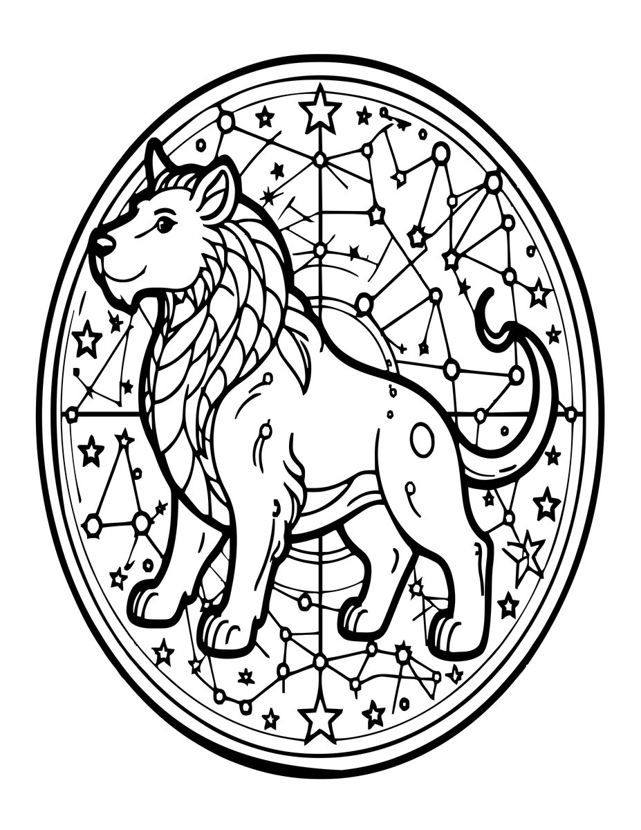 Minotaur and Stars - free printable coloring page