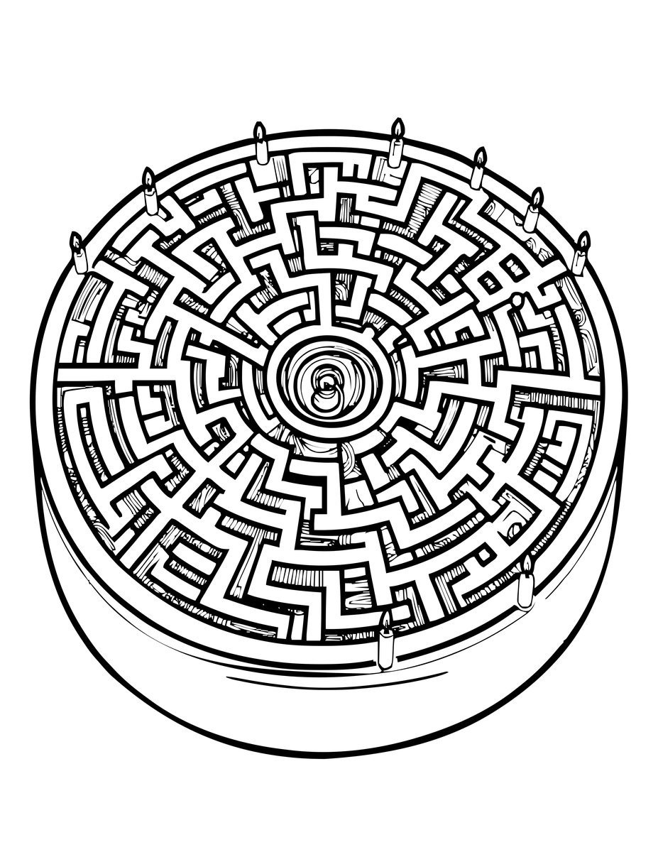 Labyrinth Candles - free printable coloring page