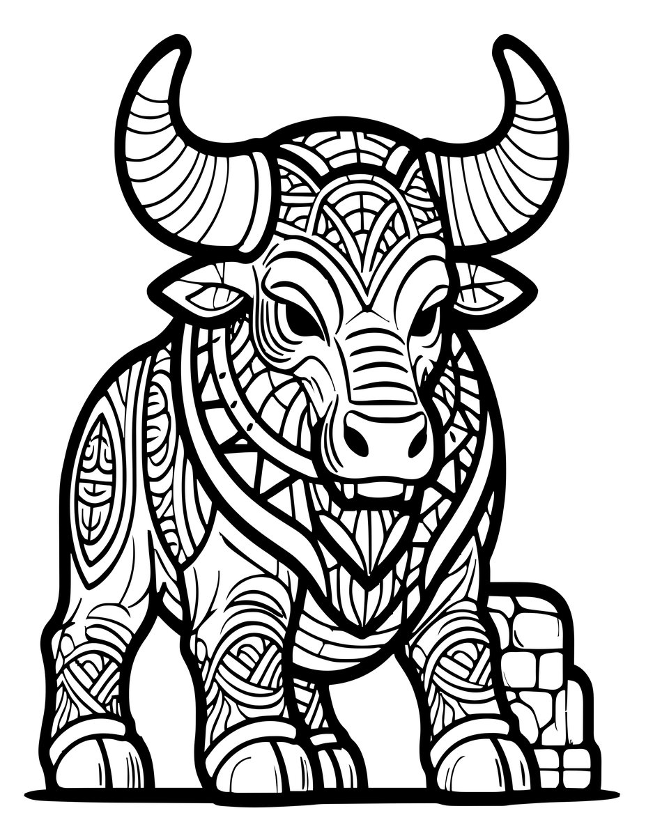 Minotaur Portrait - free printable coloring page