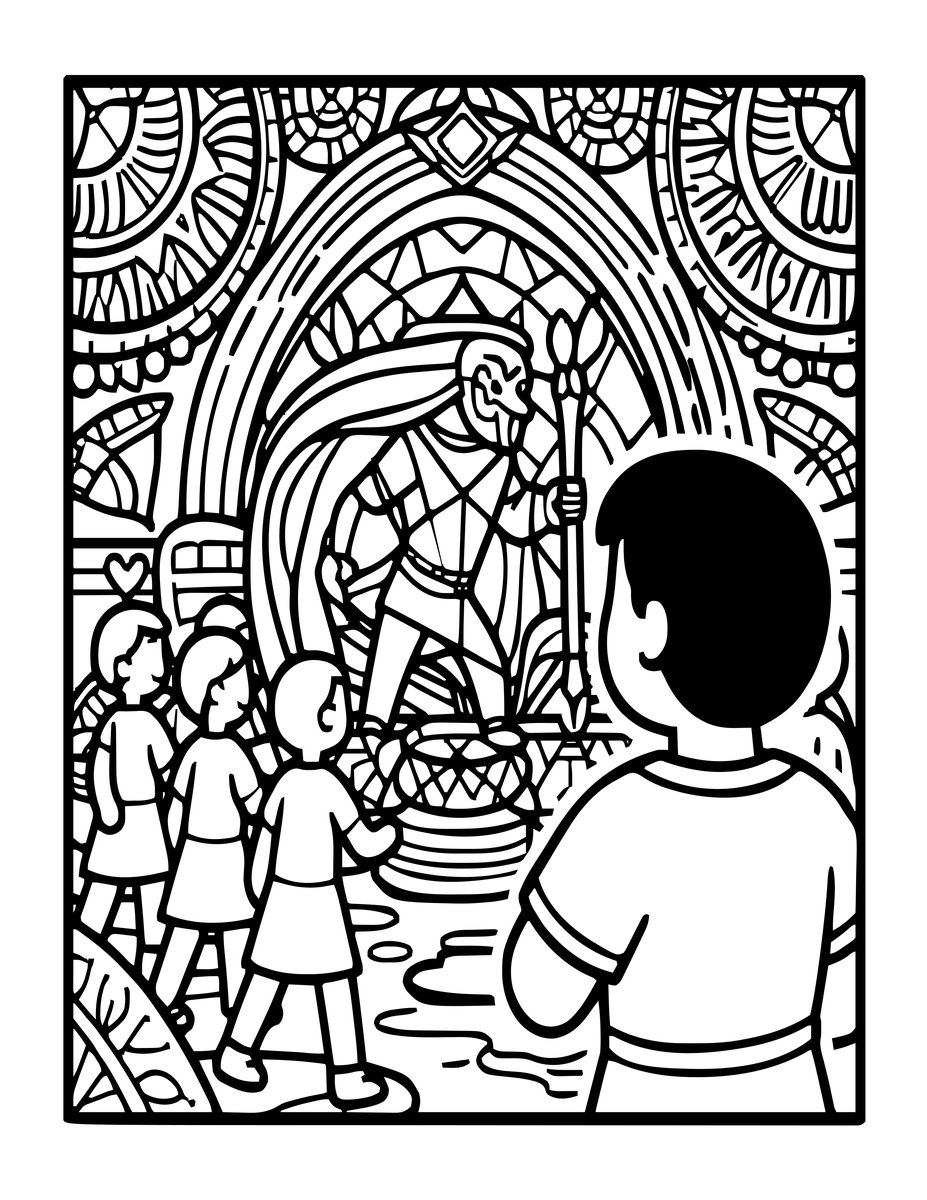 Minotaur and Tribute - free printable coloring page