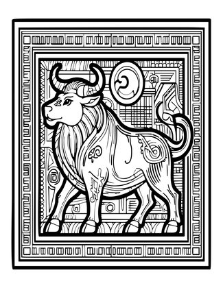 Minotaur Mural - Free printable coloring page