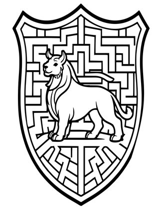 Minotaur Heraldry - Free printable coloring page