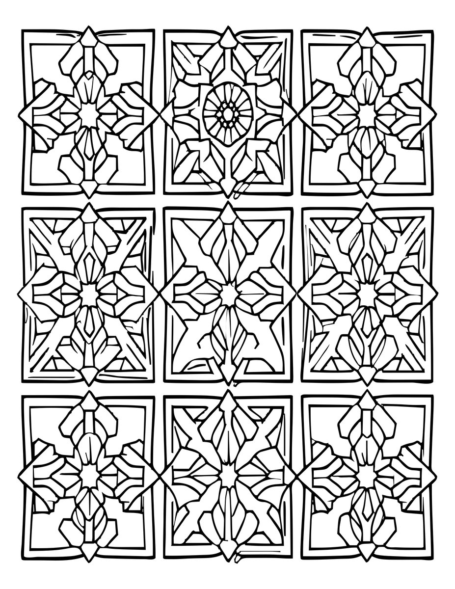 Tile Zellij Floor - free printable coloring page