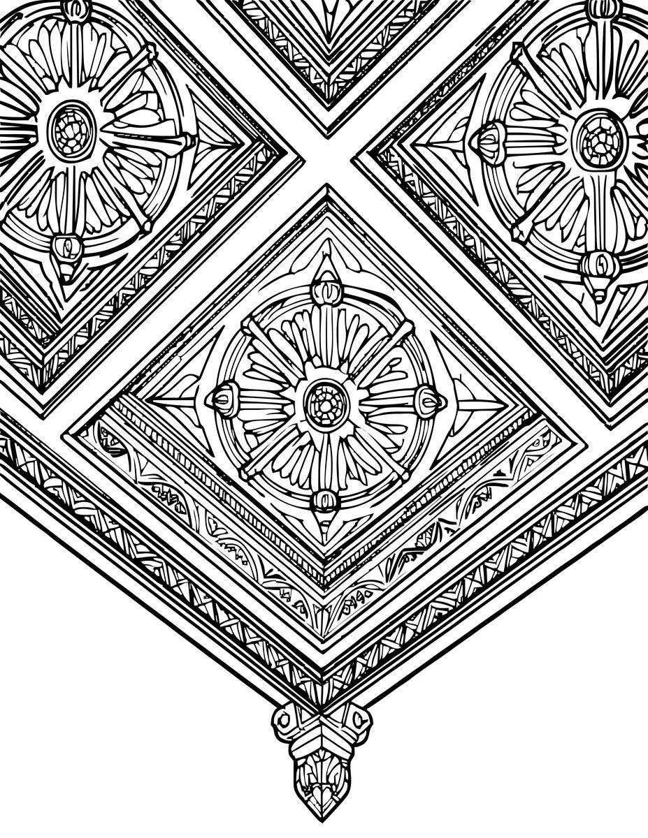 Painted Wooden Ceiling - free printable coloring page