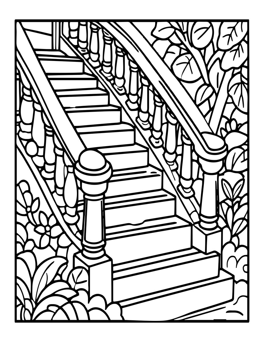 Water Staircase - free printable coloring page
