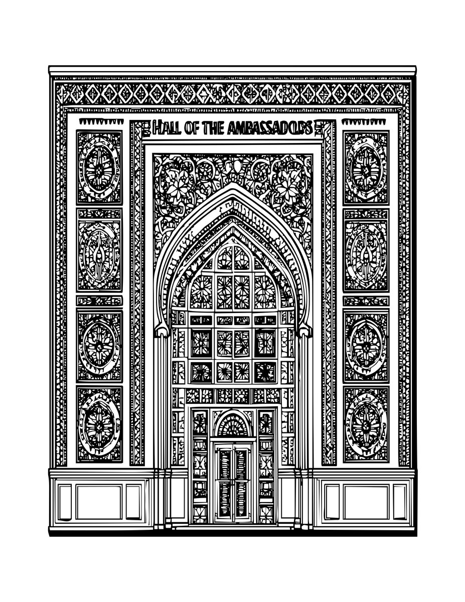 Nasrid Palace Hall - free printable coloring page