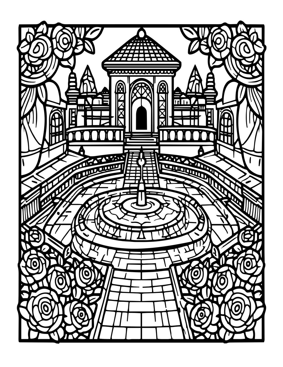 Generalife Gardens - free printable coloring page