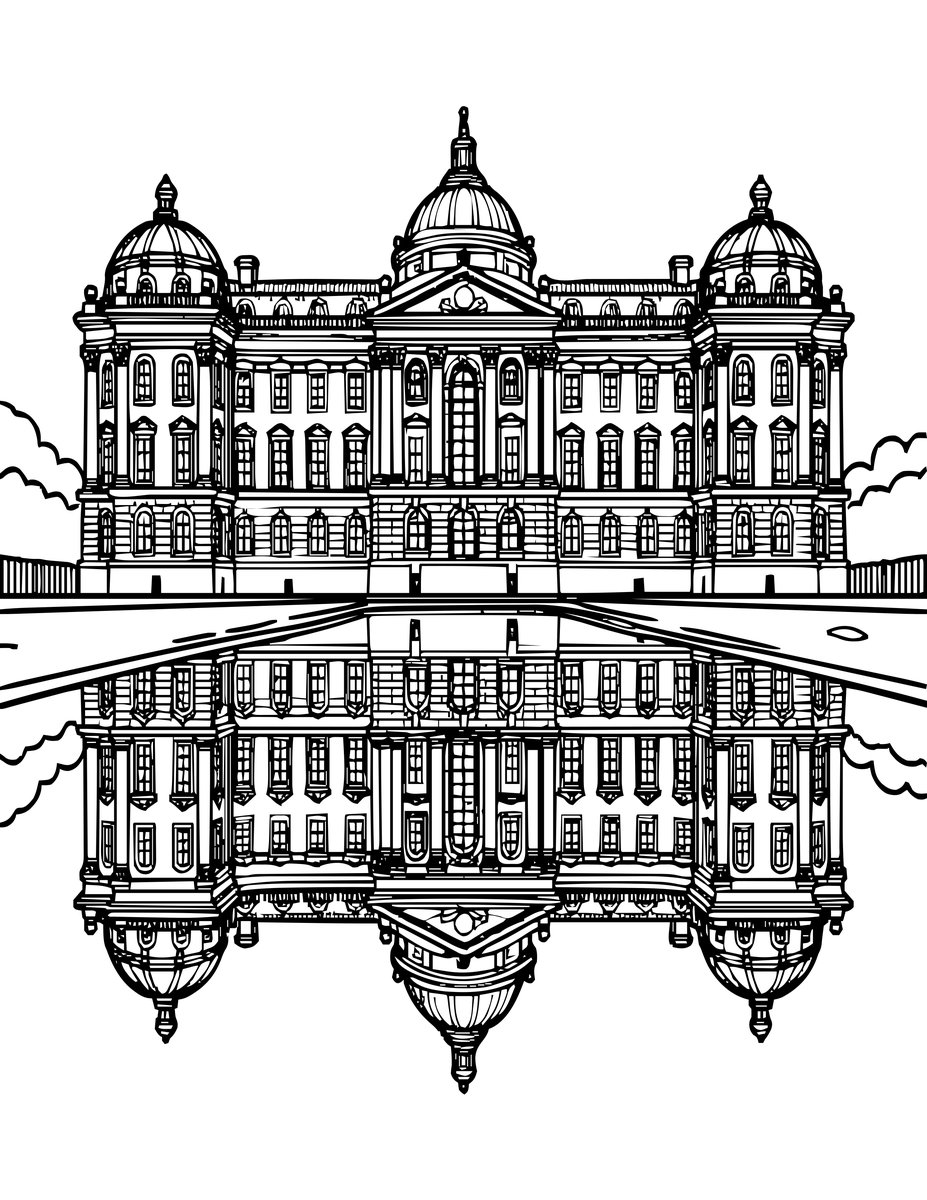 Palace Reflecting Pool - free printable coloring page