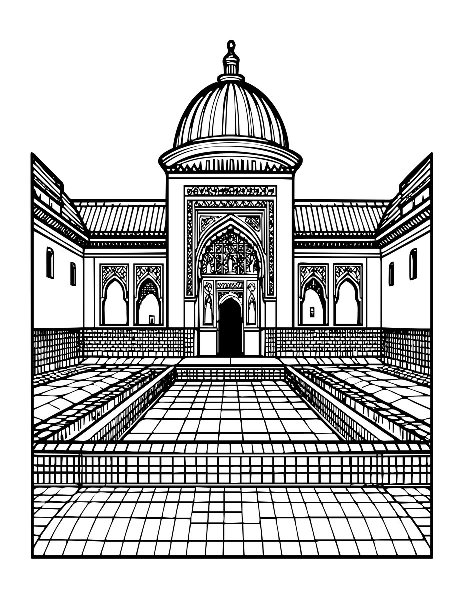 Alcazar Seville - free printable coloring page