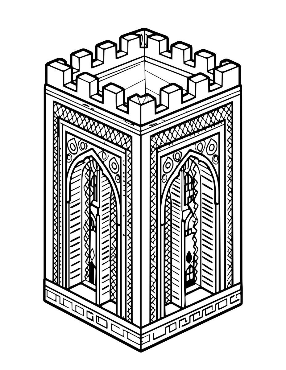 Moorish Tower - free printable coloring page