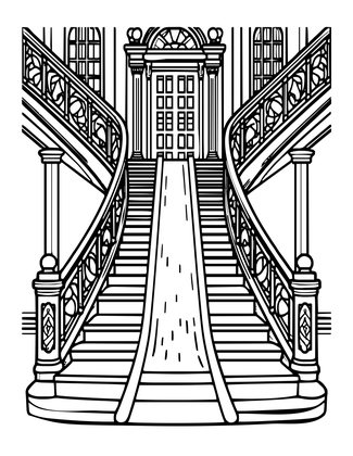 Palace Staircase - Free printable coloring page
