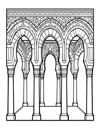 Mezquita Interior - Free printable coloring page