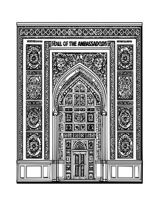 Nasrid Palace Hall - Free printable coloring page
