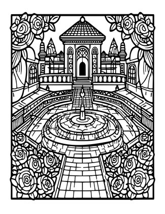 Generalife Gardens - Free printable coloring page