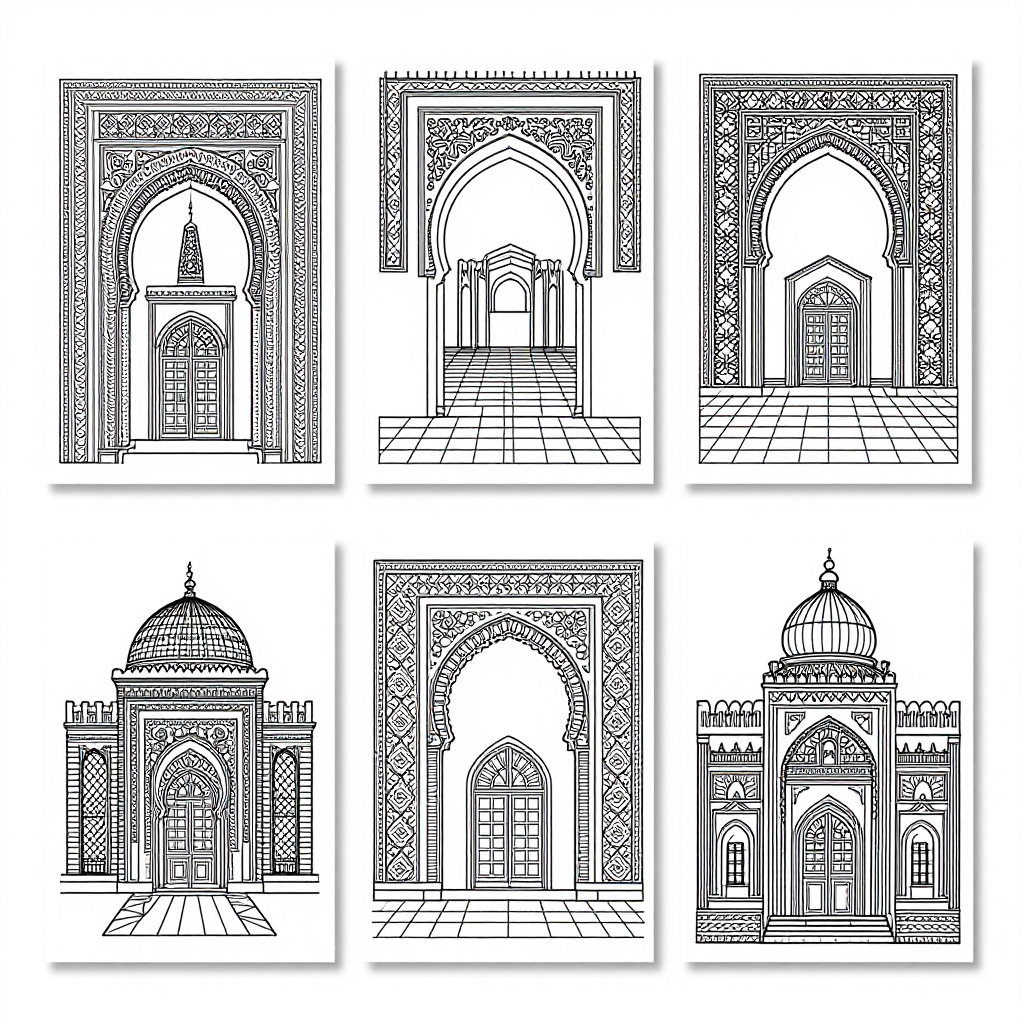Moroccan Architecture coloring pages collection - 30 free printable pages