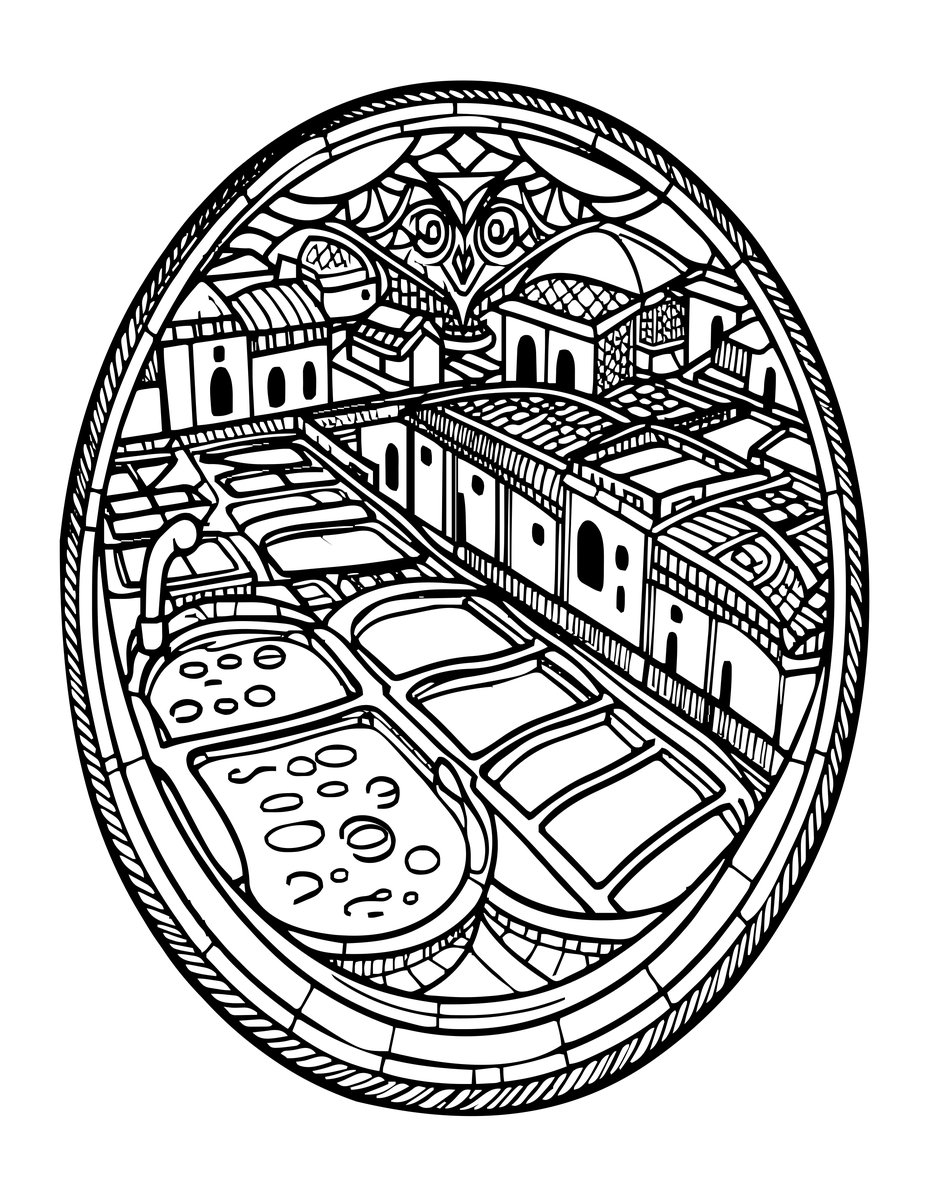 Fes Tanneries - free printable coloring page