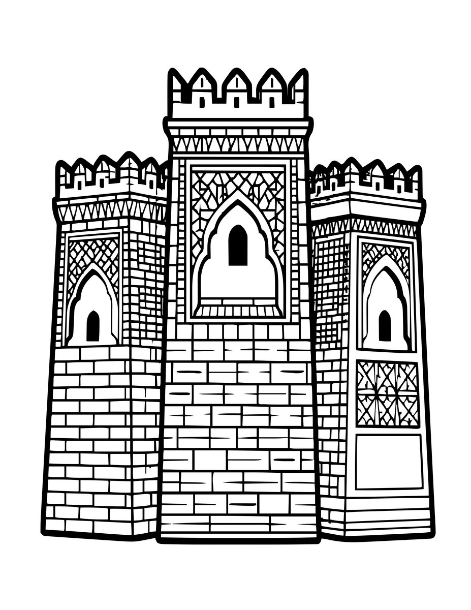 Kasbah Towers - free printable coloring page
