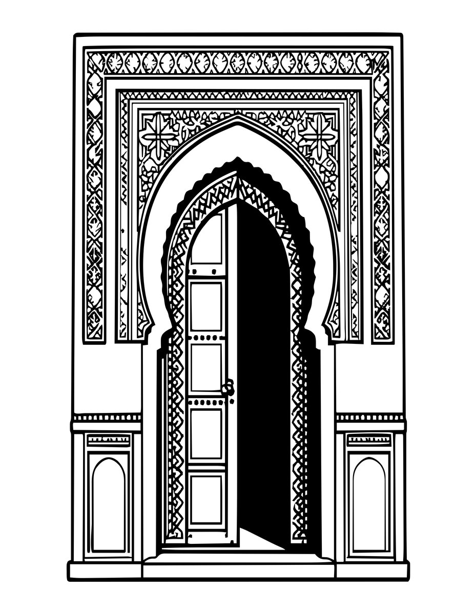 Marrakech Dar - free printable coloring page