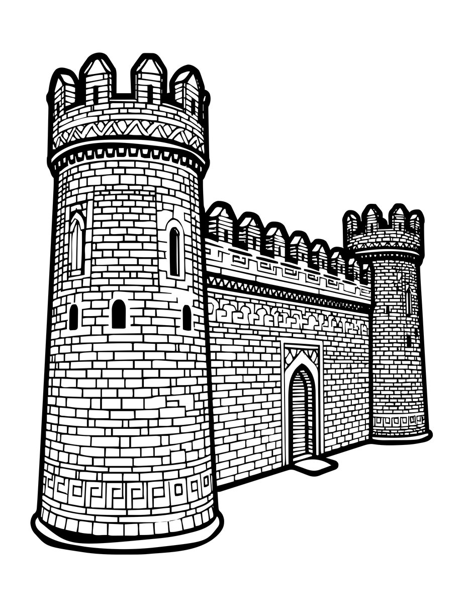 Coastal Medina Wall - free printable coloring page