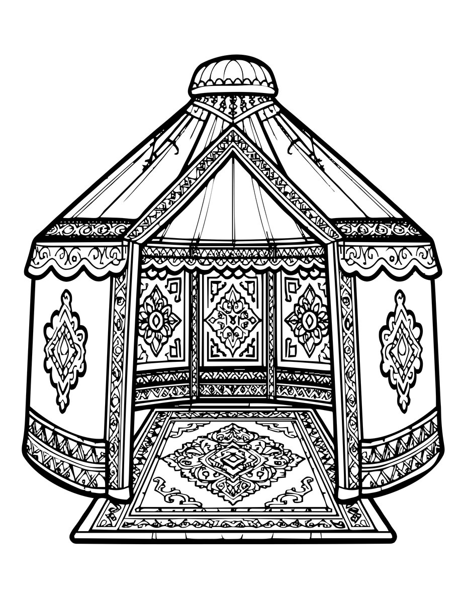 Berber Tent Interior - free printable coloring page