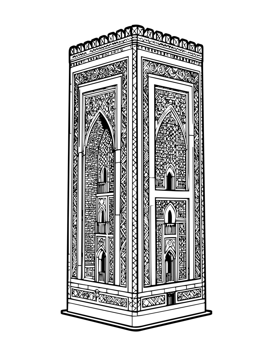 Minaret Tower - free printable coloring page