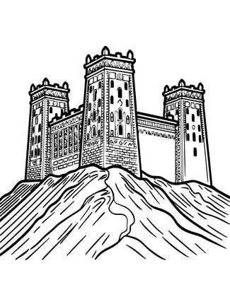 Atlas Mountain Kasbah - Free printable coloring page
