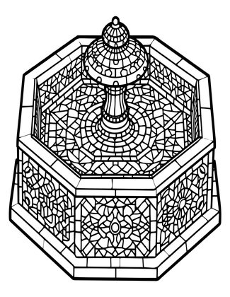 Tiled Fountain - Free printable coloring page