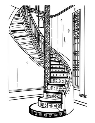 Riad Staircase - Free printable coloring page