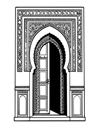 Marrakech Dar - Free printable coloring page