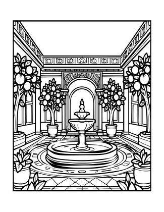 Riad Garden - Free printable coloring page
