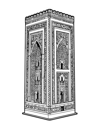 Minaret Tower - Free printable coloring page