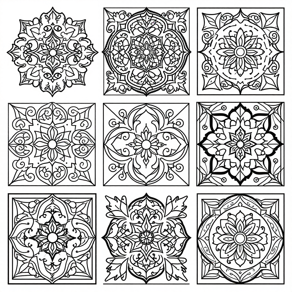 Moroccan Tiles coloring pages collection - 30 free printable pages