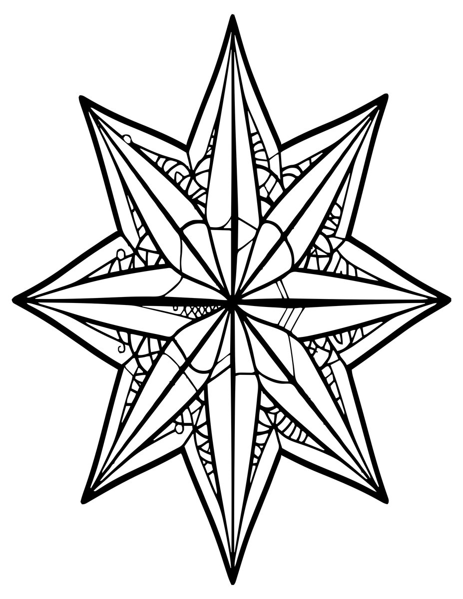Compass Star - free printable coloring page