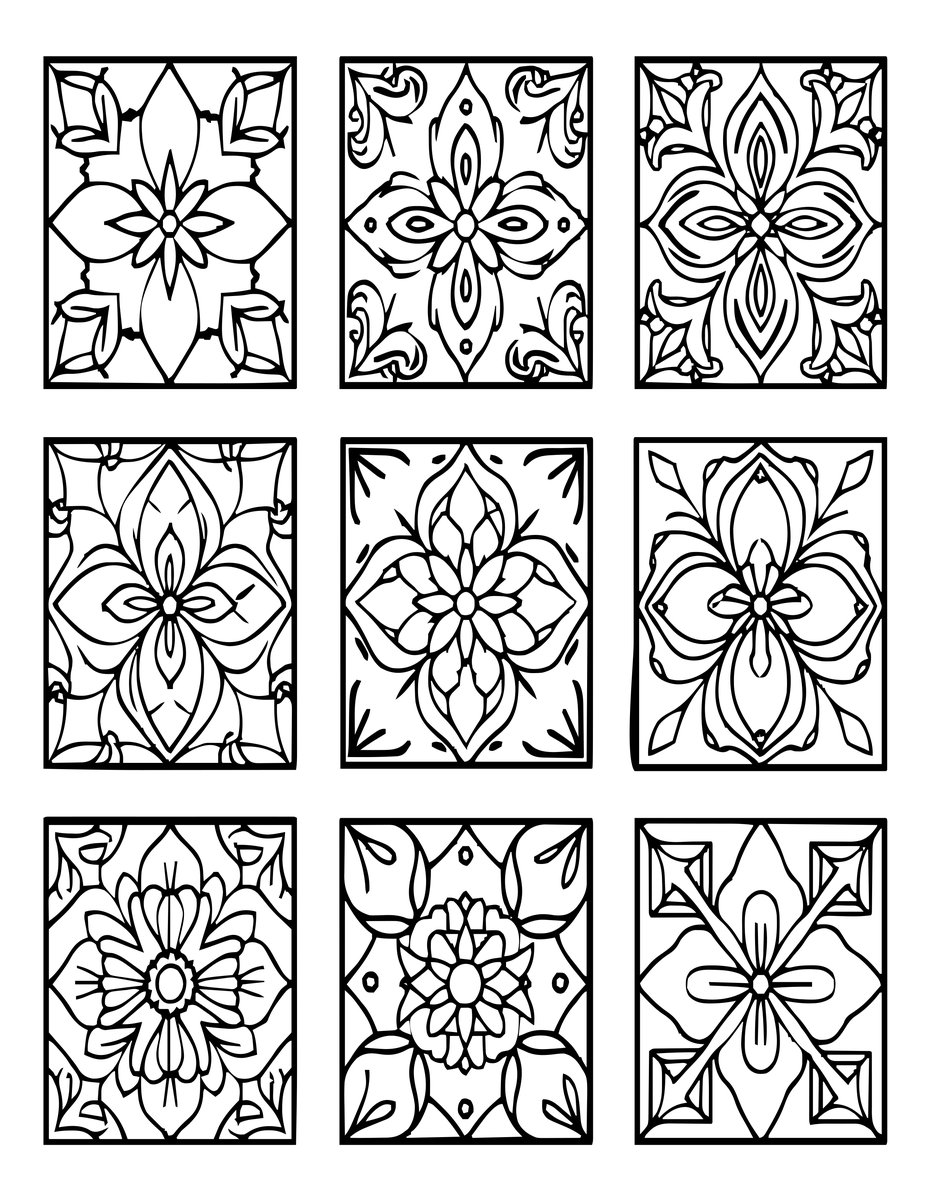Tile Variations - free printable coloring page