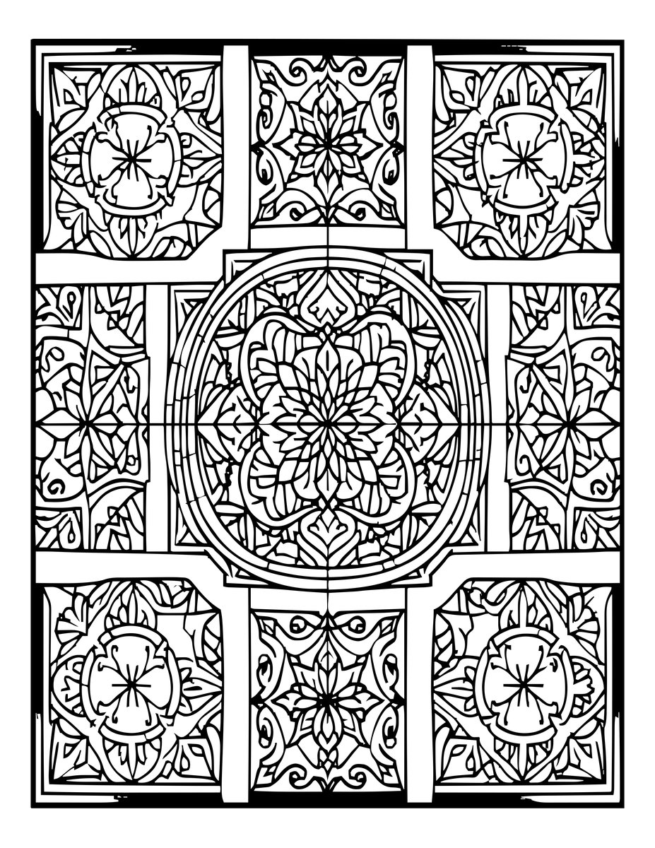 Riad Courtyard - free printable coloring page