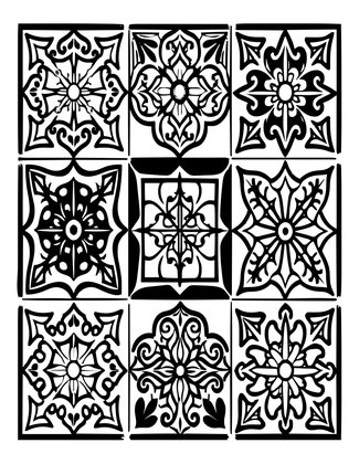 Blue City Tile - Free printable coloring page